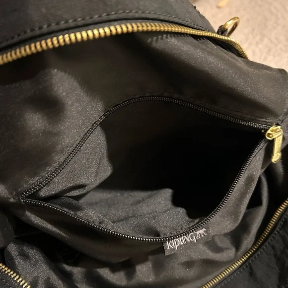 Kipling Black Shoulder Bag with Gold Details - Picture 6 of 12